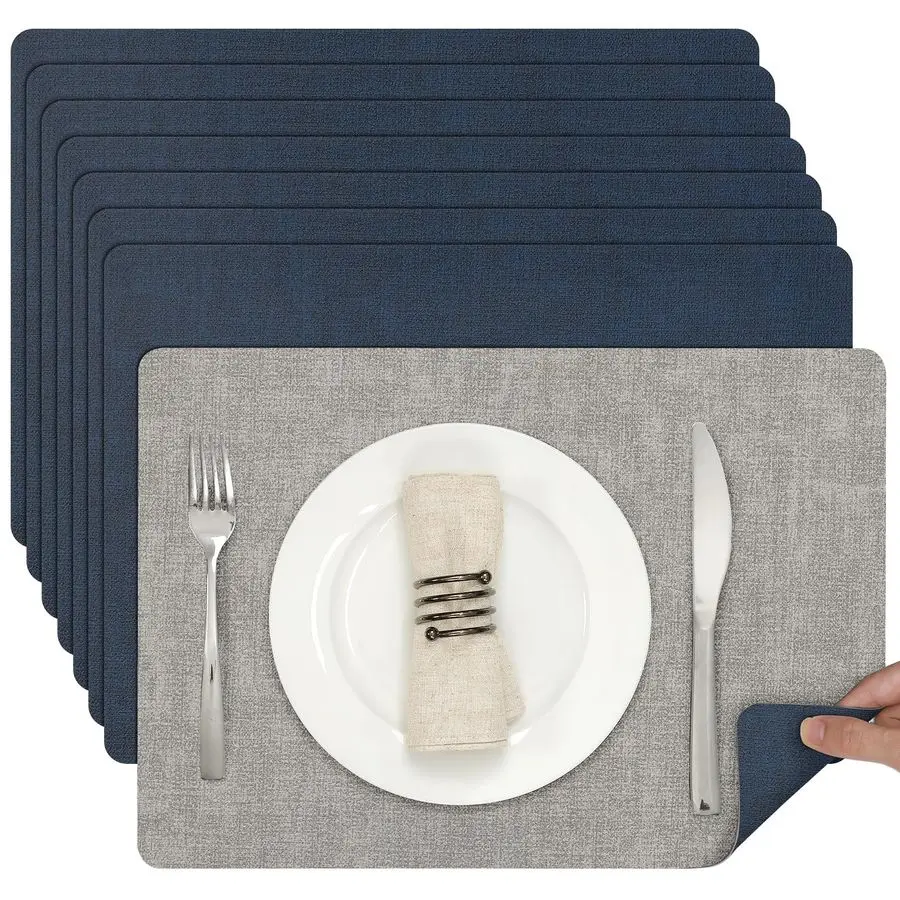 Placemats Dual Sided, Faux Leather Place Mats Indoor Set of 8 for Dining Table NonSlip Washable Placemat Heat Resistant Outdoor
Placemats Dual Sided, Faux Leather Place Mats Indoor Set of 8 for Dining Table NonSlip Washable Placemat Heat Resistant Outdoor