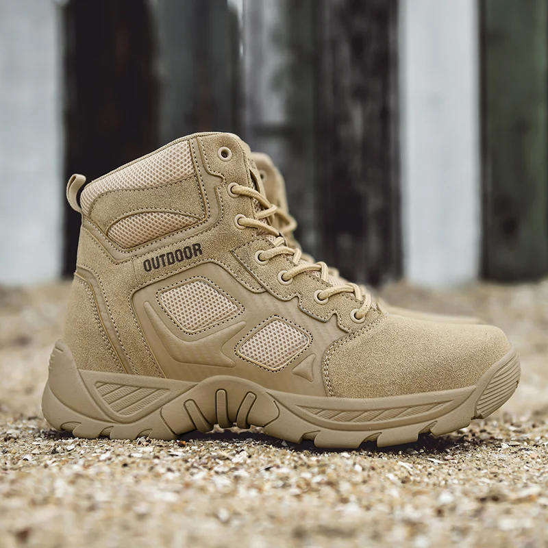 High Top Men's Hiking Shoes Waterproof Tactical Desert Combat Training Boots Outdoor Anti Slip Sports Mountain Off-road Sneakers
High Top Men's Hiking Shoes Waterproof Tactical Desert Combat Training Boots Outdoor Anti Slip Sports Mountain Off-road Sneakers