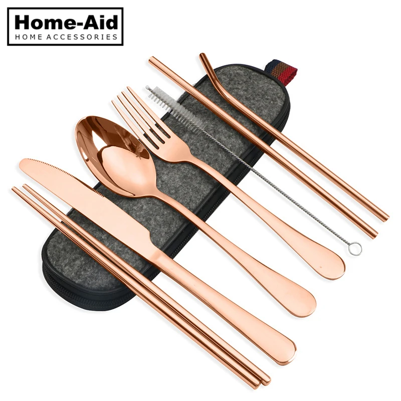 8Pcs/set Tableware Reusable Travel Cutlery Set Camp Utensils Set with stainless steel Spoon Fork Chopsticks Straw Portable case
8Pcs/set Tableware Reusable Travel Cutlery Set Camp Utensils Set with stainless steel Spoon Fork Chopsticks Straw Portable case