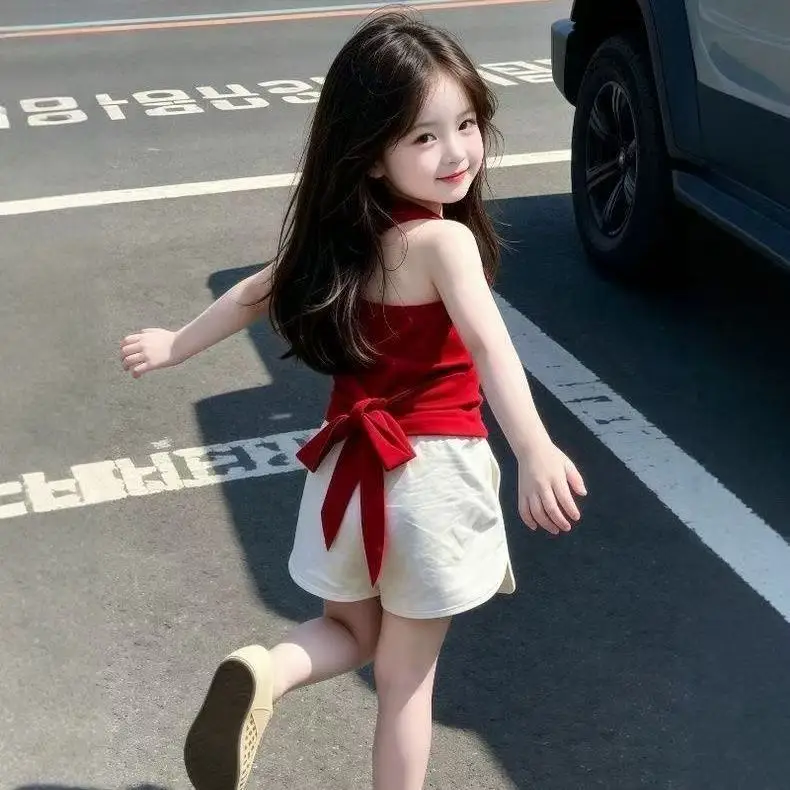 Girls' Summer Set 2026 New Baby Fashion Hanging Neck Butterfly Dew Back Top Casual Shorts Two Piece Set
Girls' Summer Set 2026 New Baby Fashion Hanging Neck Butterfly Dew Back Top Casual Shorts Two Piece Set