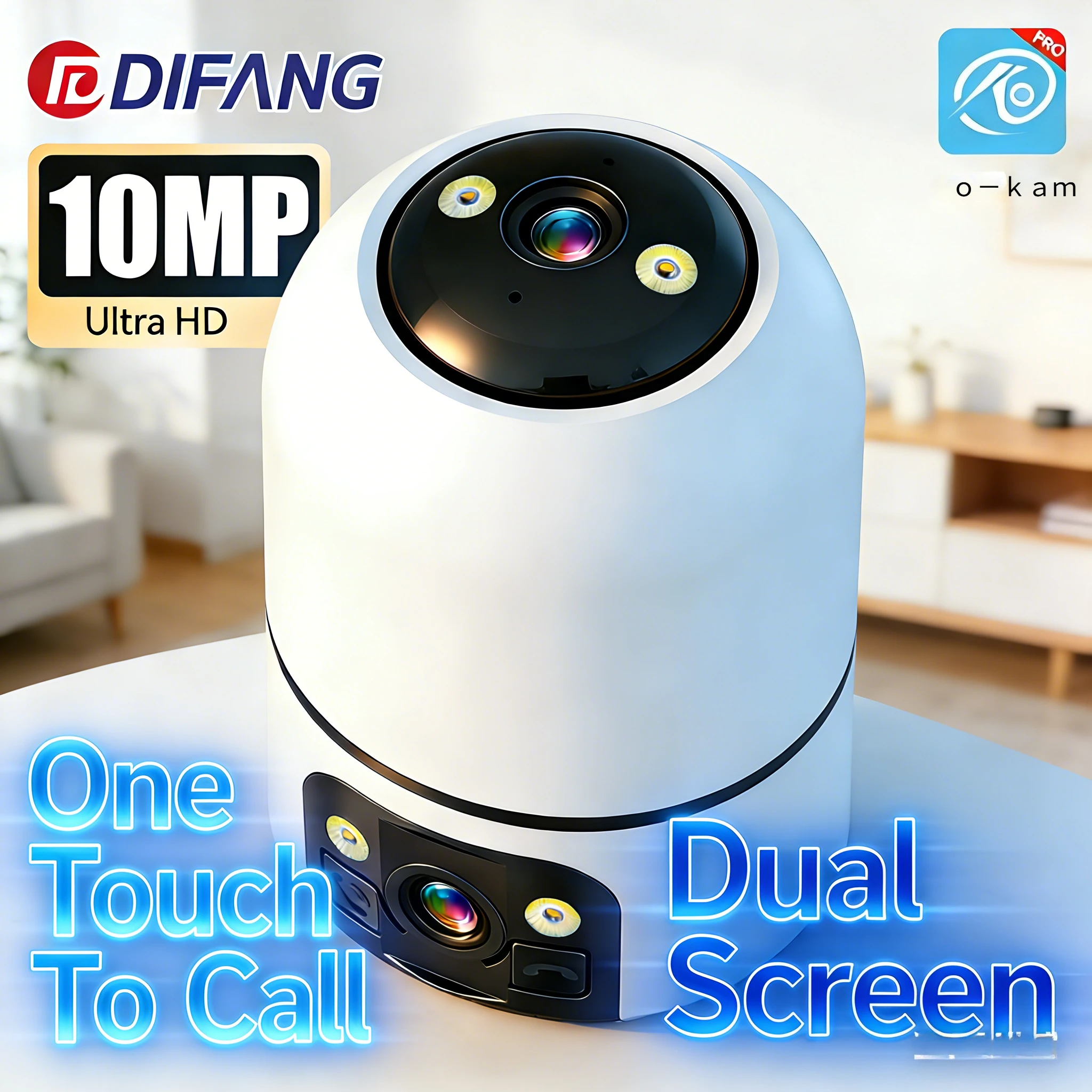 All-in-One 10MP WiFi Camera Baby/Pet/Elder Monitor Video Call WiFi Indoor Video Cam for Home 360° View Mini Security Cam O-KAM
All-in-One 10MP WiFi Camera Baby/Pet/Elder Monitor Video Call WiFi Indoor Video Cam for Home 360° View Mini Security Cam O-KAM