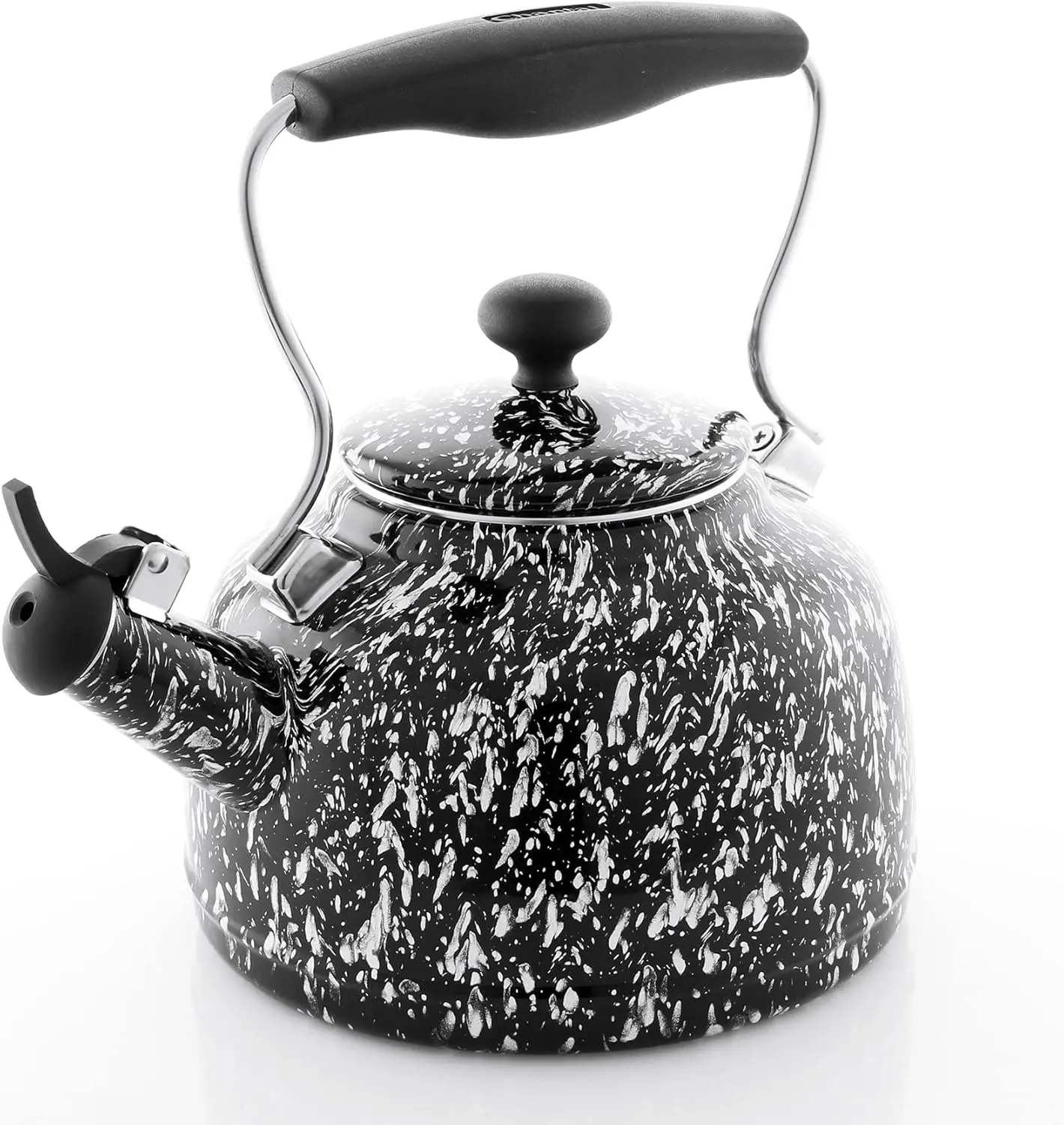 Tea Kettle, Vintage Series, Enamel on Steel, Whistling (Black Splatter on White)
Tea Kettle, Vintage Series, Enamel on Steel, Whistling (Black Splatter on White)