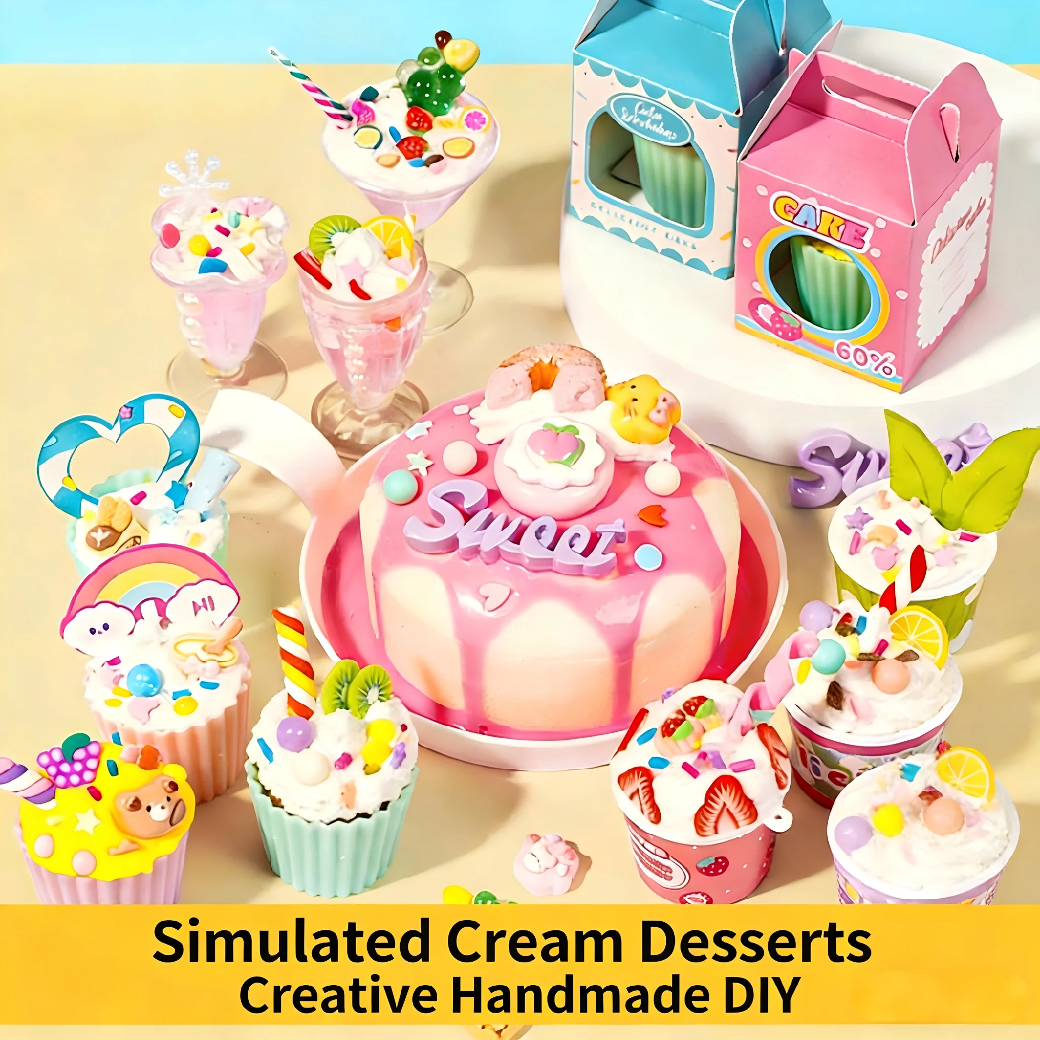 DIY Mini Milk Tea Cup Cream Dessert Set Creative Miniature Food Toys Fake Cake Craft Kit with Cream Glue Birthday Gift for Girls
DIY Mini Milk Tea Cup Cream Dessert Set Creative Miniature Food Toys Fake Cake Craft Kit with Cream Glue Birthday Gift for Girls