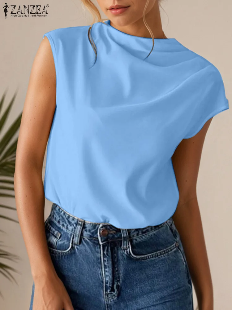 2025 ZANZEA Summer Office Shirt Women Stylish Solid Work OL Blouses Short Cap Sleeve Tunic Tops Swing Neck Party Busas Oversize
2025 ZANZEA Summer Office Shirt Women Stylish Solid Work OL Blouses Short Cap Sleeve Tunic Tops Swing Neck Party Busas Oversize