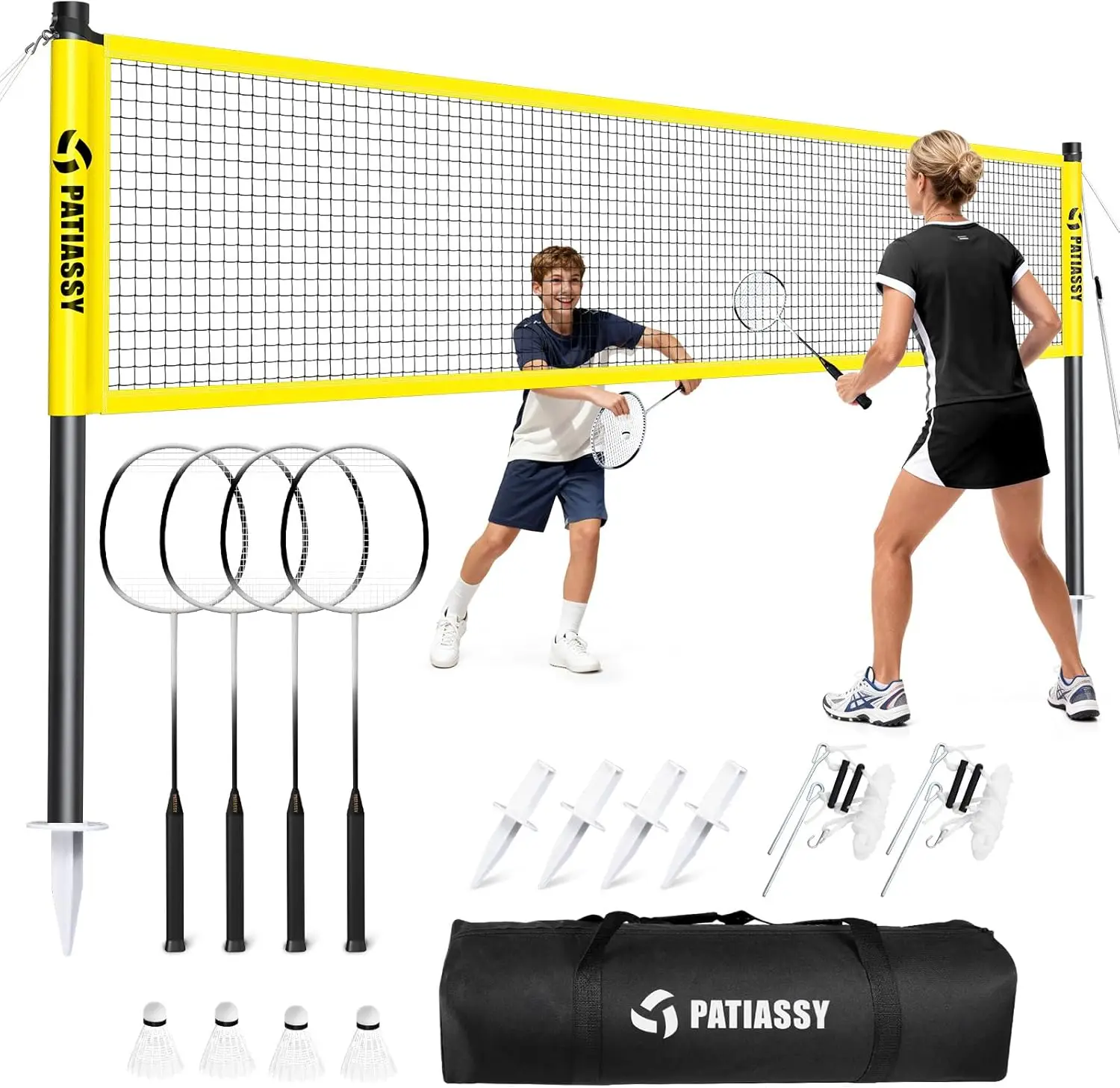 Outdoor Badminton Set with Anti-Sag Net, 4 Rackets, Shuttlecocks & Carry Bag for Backyard, Beach
Outdoor Badminton Set with Anti-Sag Net, 4 Rackets, Shuttlecocks & Carry Bag for Backyard, Beach
