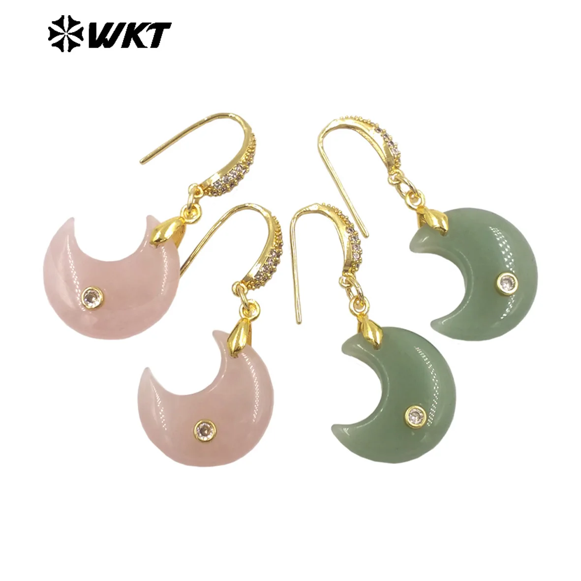 WT-E816 Lovely Style Zircon And Natural Gemstones Moon Shape Little Gold Pendant Earrings As Lady Daily Decorative Jewelry
WT-E816 Lovely Style Zircon And Natural Gemstones Moon Shape Little Gold Pendant Earrings As Lady Daily Decorative Jewelry