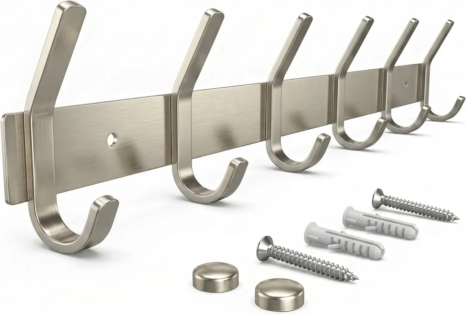 Coat Rack Wall Mount – Brushed Nickel 17 Inch Stainless Steel Hook Rail with 6 Heavy Duty Double Coat Hooks – Wall Mounted Coat Hanger for Entryway, Bathroom, Bedroom, Towel, Hat Organizer
Coat Rack Wall Mount – Brushed Nickel 17 Inch Stainless Steel Hook Rail with 6 Heavy Duty Double Coat Hooks – Wall Mounted Coat Hanger for Entryway, Bathroom, Bedroom, Towel, Hat Organizer