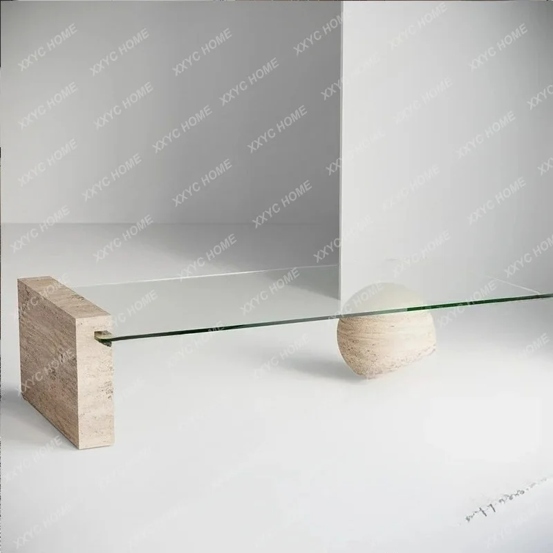 Natural travertine glass coffee table Modern simple light luxury high-end home coffee table
Natural travertine glass coffee table Modern simple light luxury high-end home coffee table