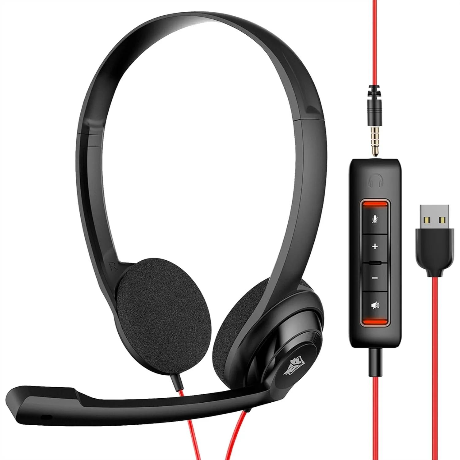 USB Computer Headset With Clear Chat Microphone, Lightweight On-Ear Wired Headset For MS Teams, Skype, Webinars, Call Center And More, Black
USB Computer Headset With Clear Chat Microphone, Lightweight On-Ear Wired Headset For MS Teams, Skype, Webinars, Call Center And More, Black