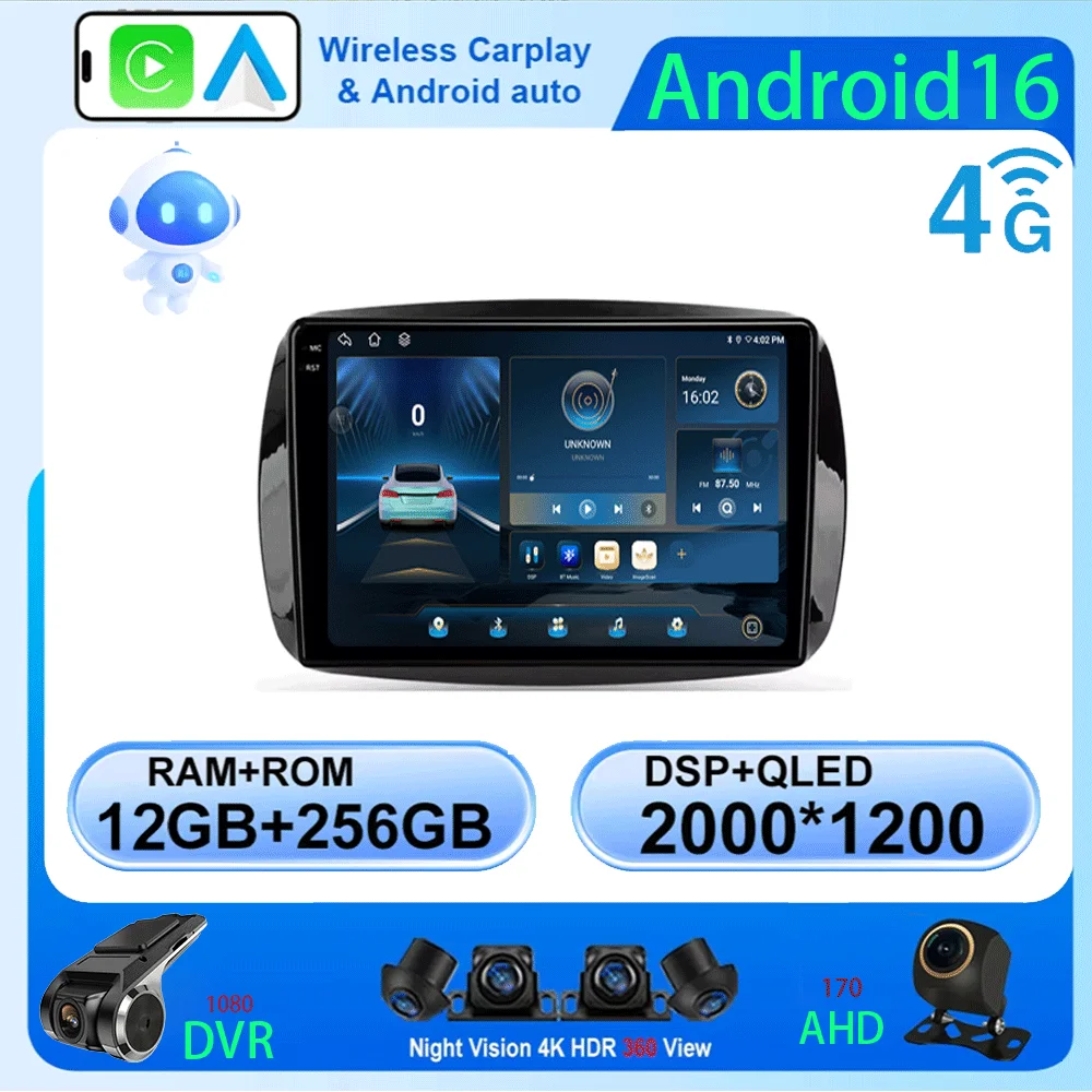 Android 16 For Mercedes Smart 453 Fortwo 2014 - 2020 Autoradio Multimedia Player QLED 1280*720 Screen Carplay Car Radio 2Din DVD
Android 16 For Mercedes Smart 453 Fortwo 2014 - 2020 Autoradio Multimedia Player QLED 1280*720 Screen Carplay Car Radio 2Din DVD