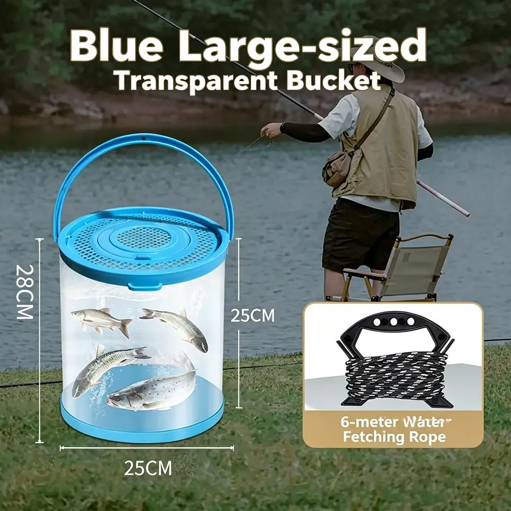 Collapsible Fishing Bucket with 6m Rope, Large Transparent Water Container, Portable Gear for Outdoor Camping & Live Fish
Collapsible Fishing Bucket with 6m Rope, Large Transparent Water Container, Portable Gear for Outdoor Camping & Live Fish