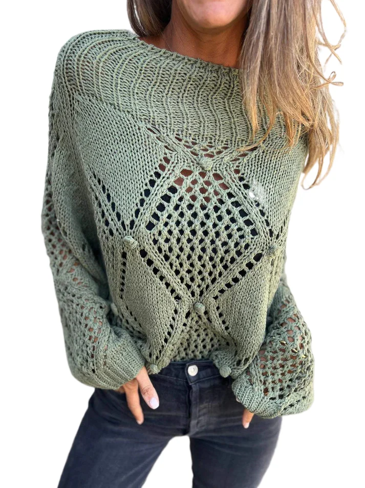 Loose Knitted Pullover Casual O-neck Long Sleeve Solid Color Hollow Sweater 2025 Spring Autumn New Women Clothing
Loose Knitted Pullover Casual O-neck Long Sleeve Solid Color Hollow Sweater 2025 Spring Autumn New Women Clothing