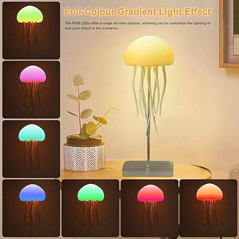 Smart LED Jellyfish Night Light,RGB Gradient,USB Rechargeable,Touch Sound Control,Decorative Table Lamp for Bedroom Living Room
Smart LED Jellyfish Night Light,RGB Gradient,USB Rechargeable,Touch Sound Control,Decorative Table Lamp for Bedroom Living Room