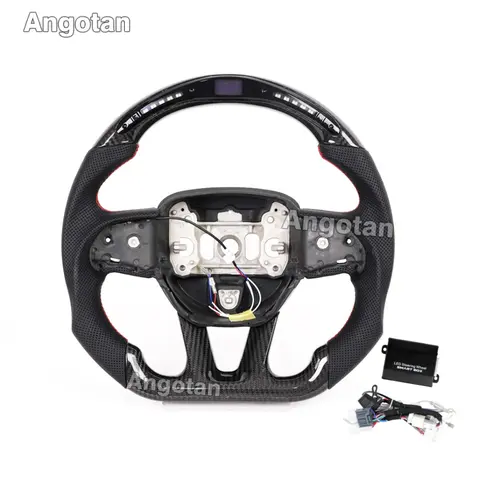 Volante de fibra de carbono real para Dodge Charger Challenger Durango SRT 2015-2023 com indicador de mudança de LED