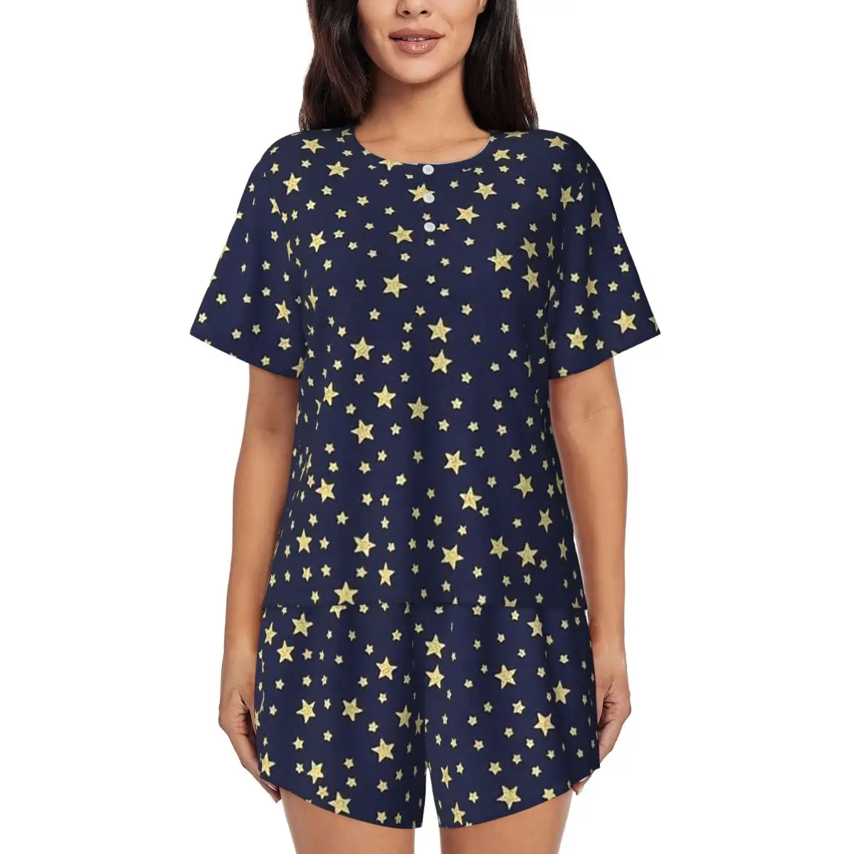 Темно-синие ночные рубашки с принтом неба и звезд, с круглым вырезом и короткими рукавами, для сна, женские свободные пижамные комплекты, короткие штаны
Темно-синие ночные рубашки с принтом неба и звезд, с круглым вырезом и короткими рукавами, для сна, женские свободные пижамные комплекты, короткие штаны