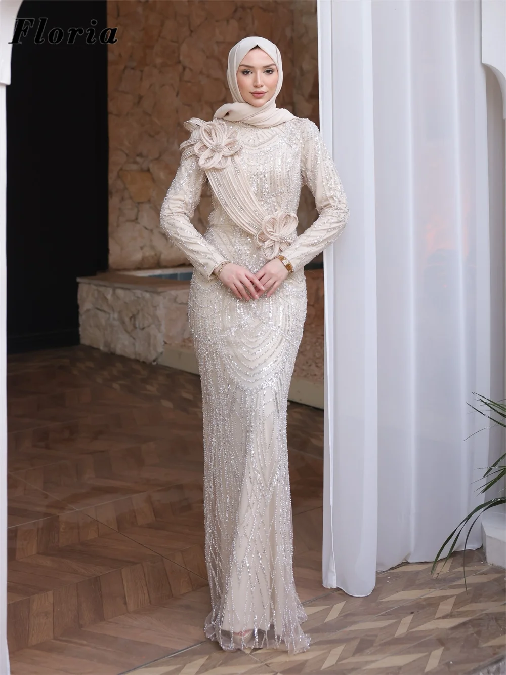 Muslim Long Sleeves Evening Dresses With Hijab Customized Beaded 3D Flowers Wedding Party Gowns Vestidos De Gala Prom Dress 2026
Muslim Long Sleeves Evening Dresses With Hijab Customized Beaded 3D Flowers Wedding Party Gowns Vestidos De Gala Prom Dress 2026