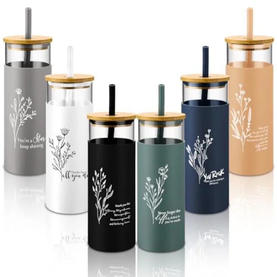 6 Pcs Gifts Bulk 16 oz Glass Cups Aesthetic Can Coffee Cups with Bamboo Lid Straw Employee Appreciation Gift for Men Women Teac
6 Pcs Gifts Bulk 16 oz Glass Cups Aesthetic Can Coffee Cups with Bamboo Lid Straw Employee Appreciation Gift for Men Women Teac