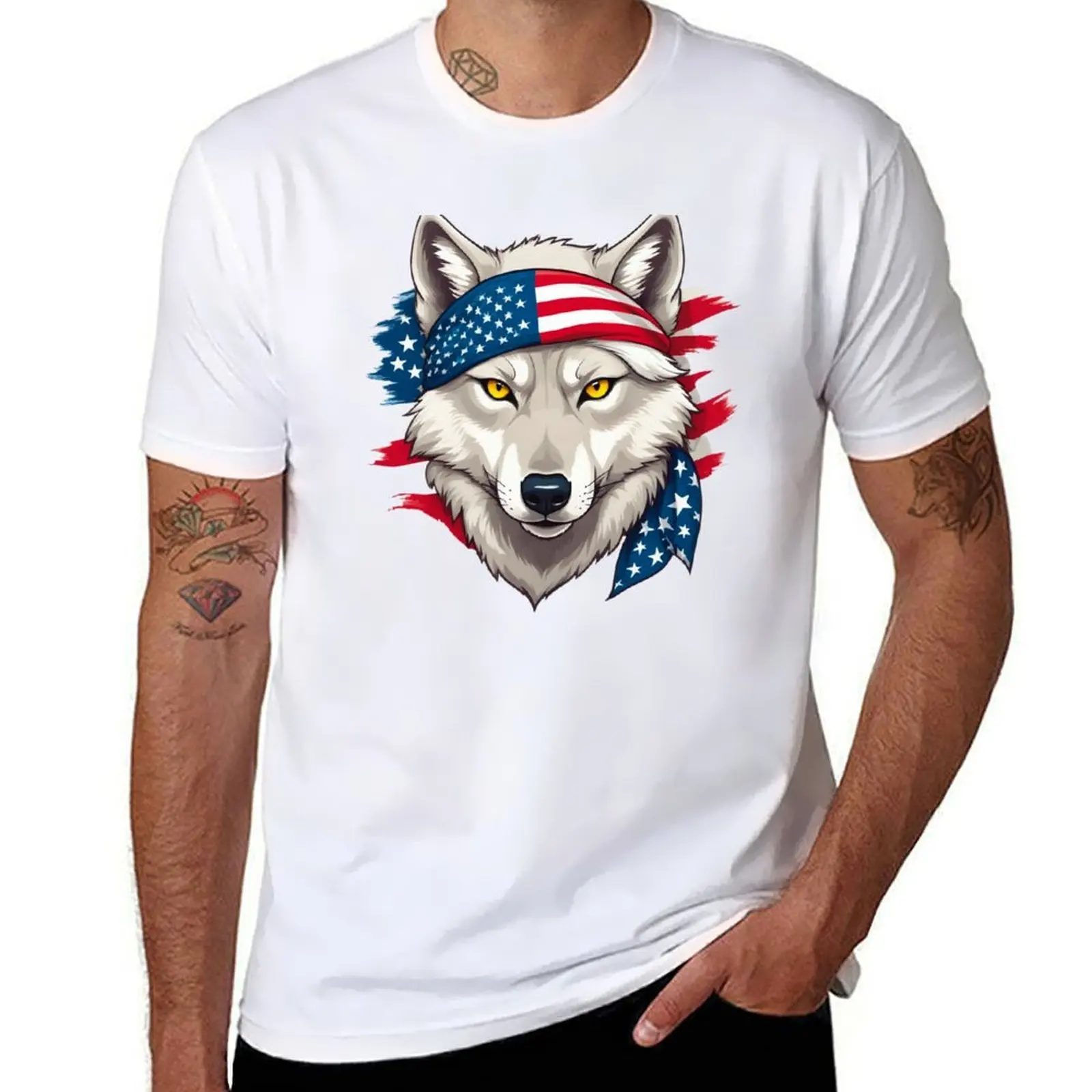 Face Of A White Wolf With Yellow Eyes And An American Flag T-Shirt cotton t shirt pack anime t shirts for man T-Shirt
Face Of A White Wolf With Yellow Eyes And An American Flag T-Shirt cotton t shirt pack anime t shirts for man T-Shirt