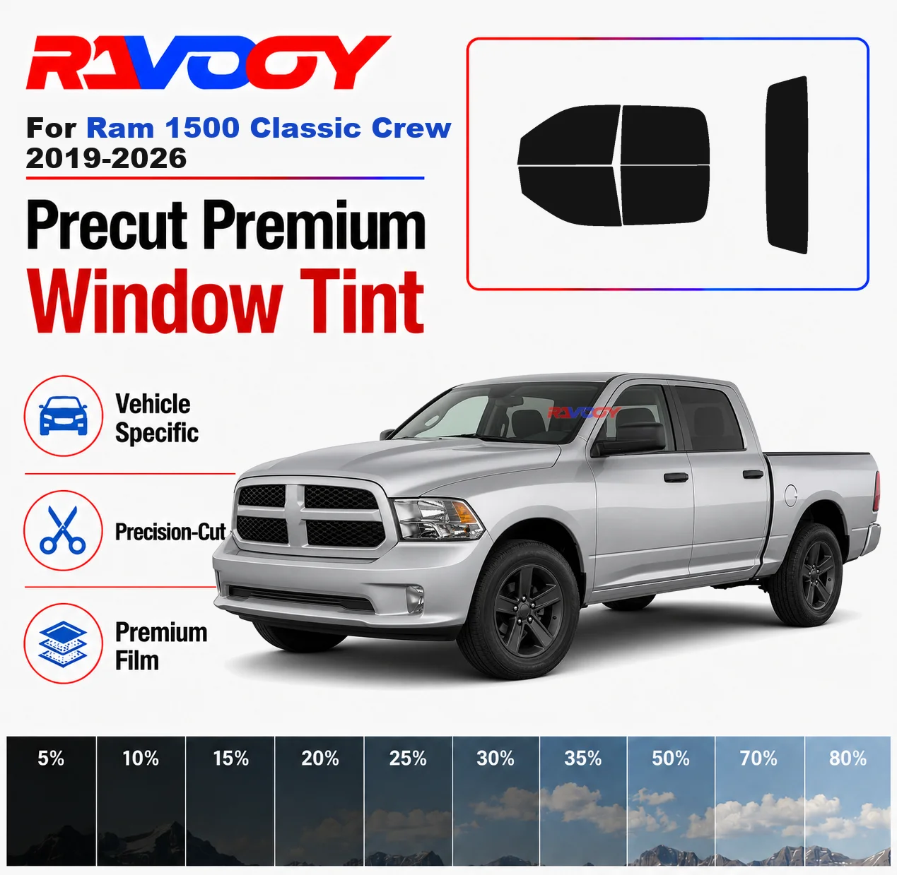 Premium Precut Window Tint Kit Front Windows Rear Windows Rear Windshield For Ram 1500 Classic Crew 2019-2026 Nano Ceramic Film
Premium Precut Window Tint Kit Front Windows Rear Windows Rear Windshield For Ram 1500 Classic Crew 2019-2026 Nano Ceramic Film