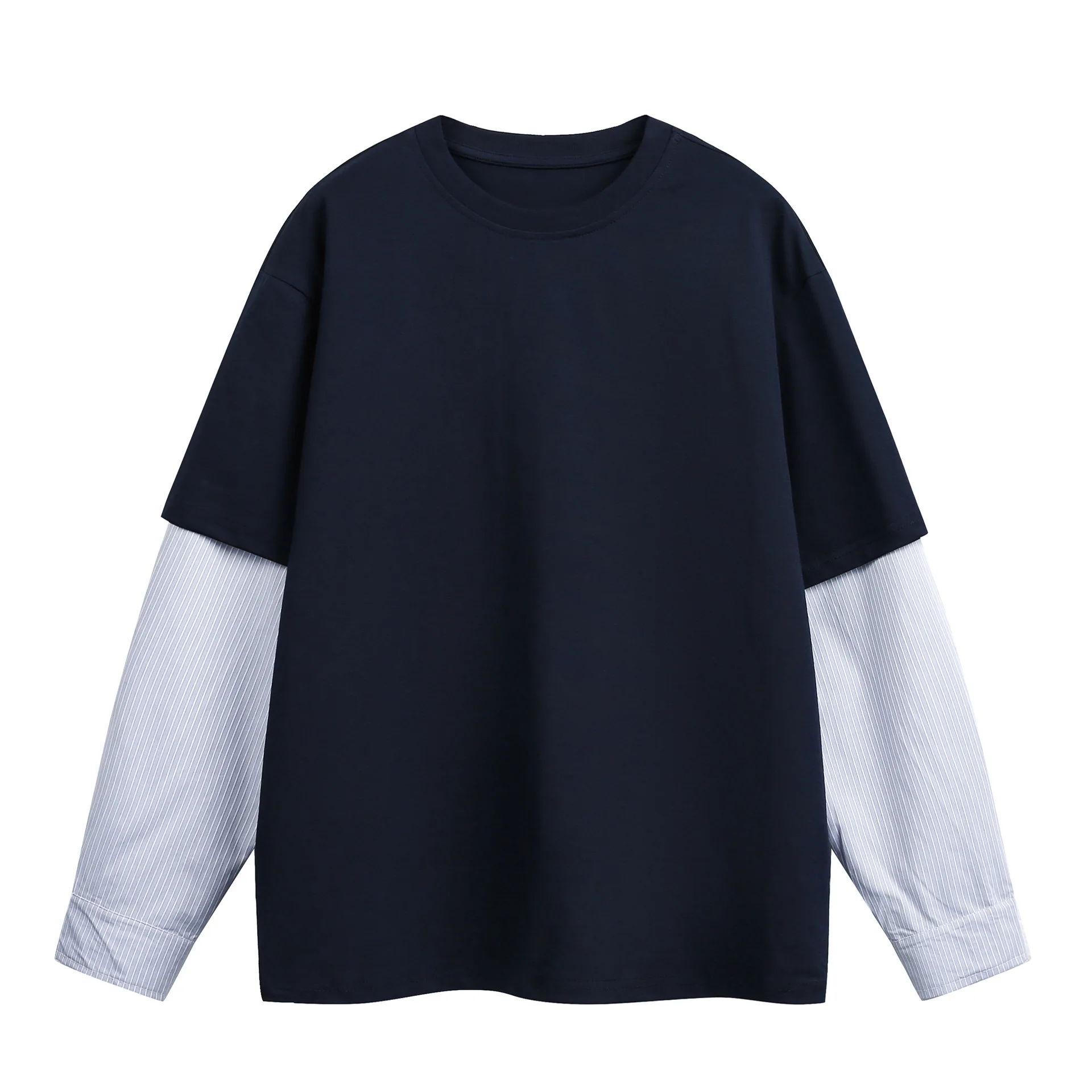 2026 Spring New Arrival American Retro Preppy Style Stripe Patchwork Unisex Loose Fit Long-Sleeve Fake Two-Piece T-Shirt Tees
2026 Spring New Arrival American Retro Preppy Style Stripe Patchwork Unisex Loose Fit Long-Sleeve Fake Two-Piece T-Shirt Tees