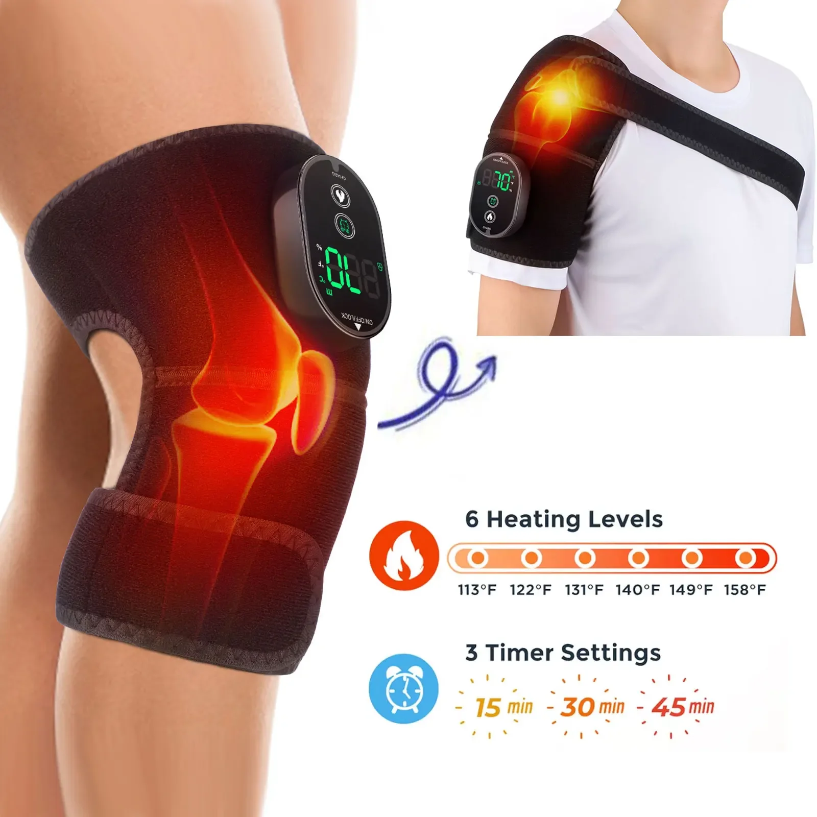 3-In-1 Knee Shoulder Massager Cordless Electric 6 Heating Levels Thermal Care Knee Massage Brace Muscle Relaxation Pad Belt Heat
3-In-1 Knee Shoulder Massager Cordless Electric 6 Heating Levels Thermal Care Knee Massage Brace Muscle Relaxation Pad Belt Heat