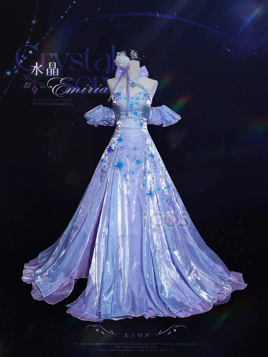 Emilia Rem Ice Crystal Formal Gown Cosplay Costume Women Elegant Party Dress Full Set with Accessories
Emilia Rem Ice Crystal Formal Gown Cosplay Costume Women Elegant Party Dress Full Set with Accessories