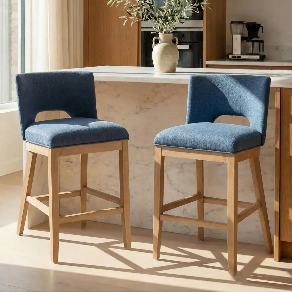 Bar Stools Set of 2, Farmhouse Counter Height Barstools, Upholstered Linen Barstools with Open Back for Kitchen Island Home Pub
Bar Stools Set of 2, Farmhouse Counter Height Barstools, Upholstered Linen Barstools with Open Back for Kitchen Island Home Pub