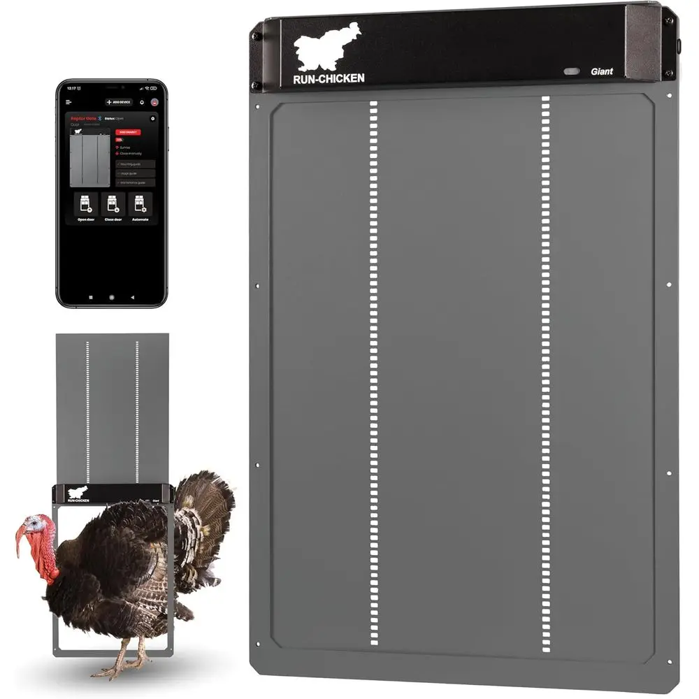 Large Automatic Poultry Coop Door for Ducks & Turkeys, Battery Powered/Compatible, Heavy-Duty, Predator Proof, Easy Install (Gra
Large Automatic Poultry Coop Door for Ducks & Turkeys, Battery Powered/Compatible, Heavy-Duty, Predator Proof, Easy Install (Gra