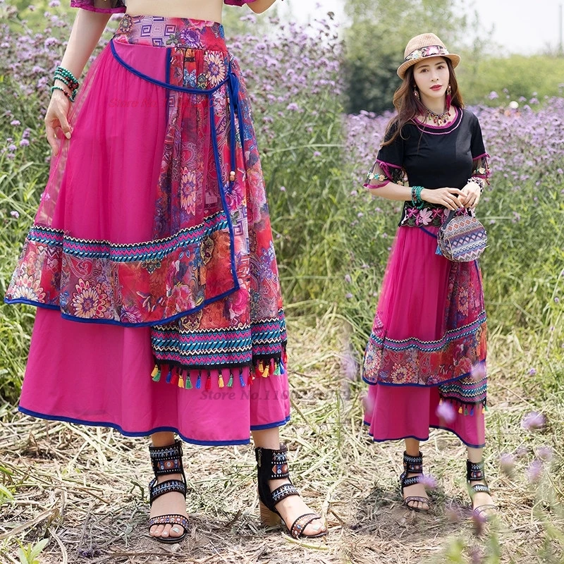 2026 chinese vintage skirt national flower print mesh skirt traditional elastic waist a-line skirt oriental ethnic folk skirt
2026 chinese vintage skirt national flower print mesh skirt traditional elastic waist a-line skirt oriental ethnic folk skirt