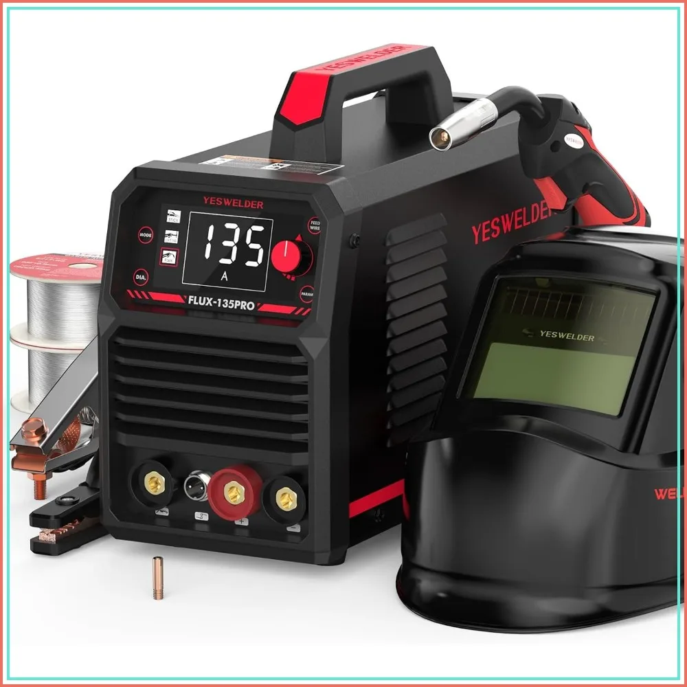 135A 3-in-1 MIG Welder & Auto Darkening Welding Helmet, 110V Flux Core/Lift TIG/Stick, Digital Display
135A 3-in-1 MIG Welder & Auto Darkening Welding Helmet, 110V Flux Core/Lift TIG/Stick, Digital Display