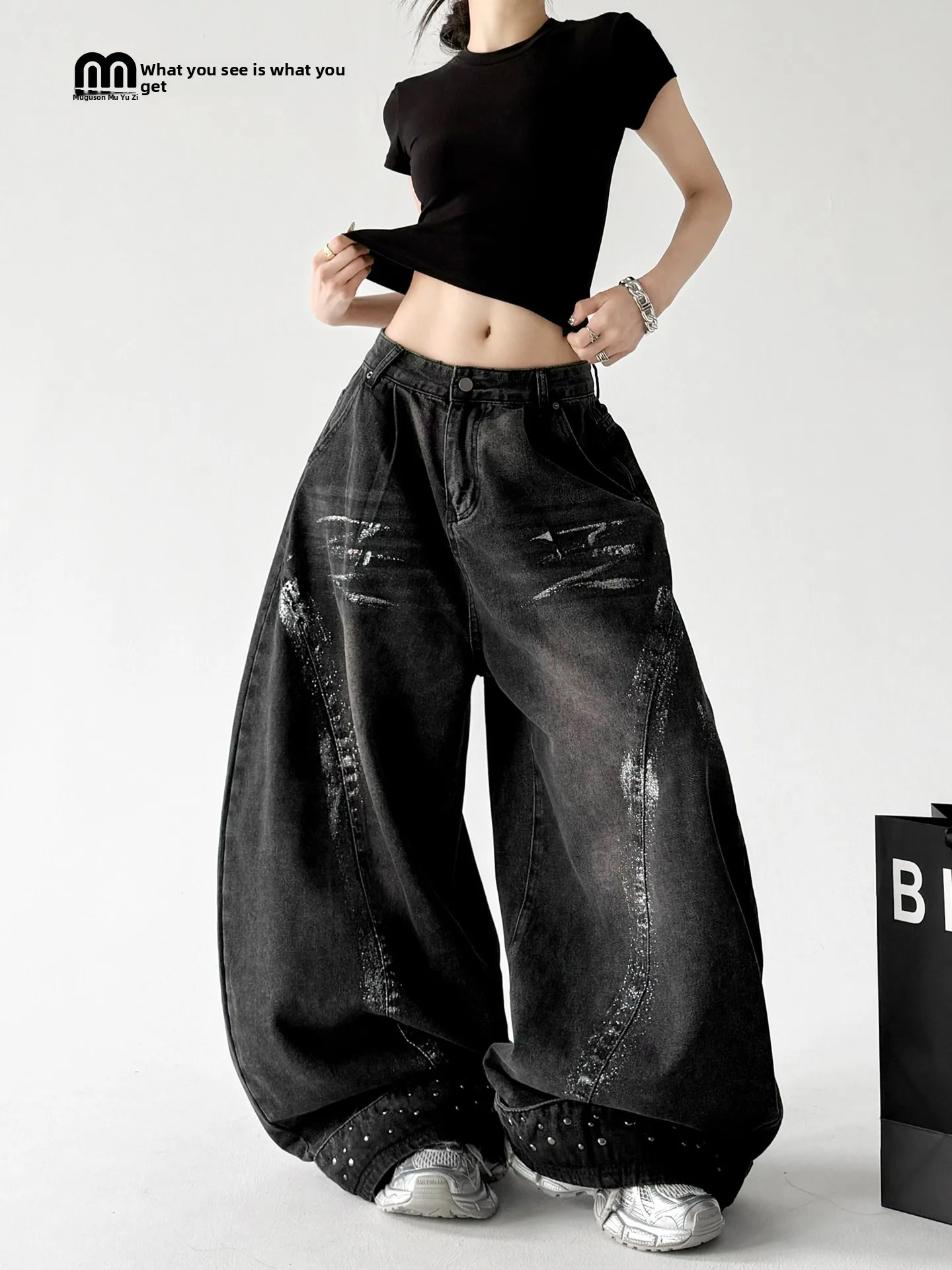 Cool American Sle Women's Bla Wide Leg Jeans Straight Cut Trousers Casual Loose Fit Denim Pants Spring Faion Trend
Cool American Sle Women's Bla Wide Leg Jeans Straight Cut Trousers Casual Loose Fit Denim Pants Spring Faion Trend