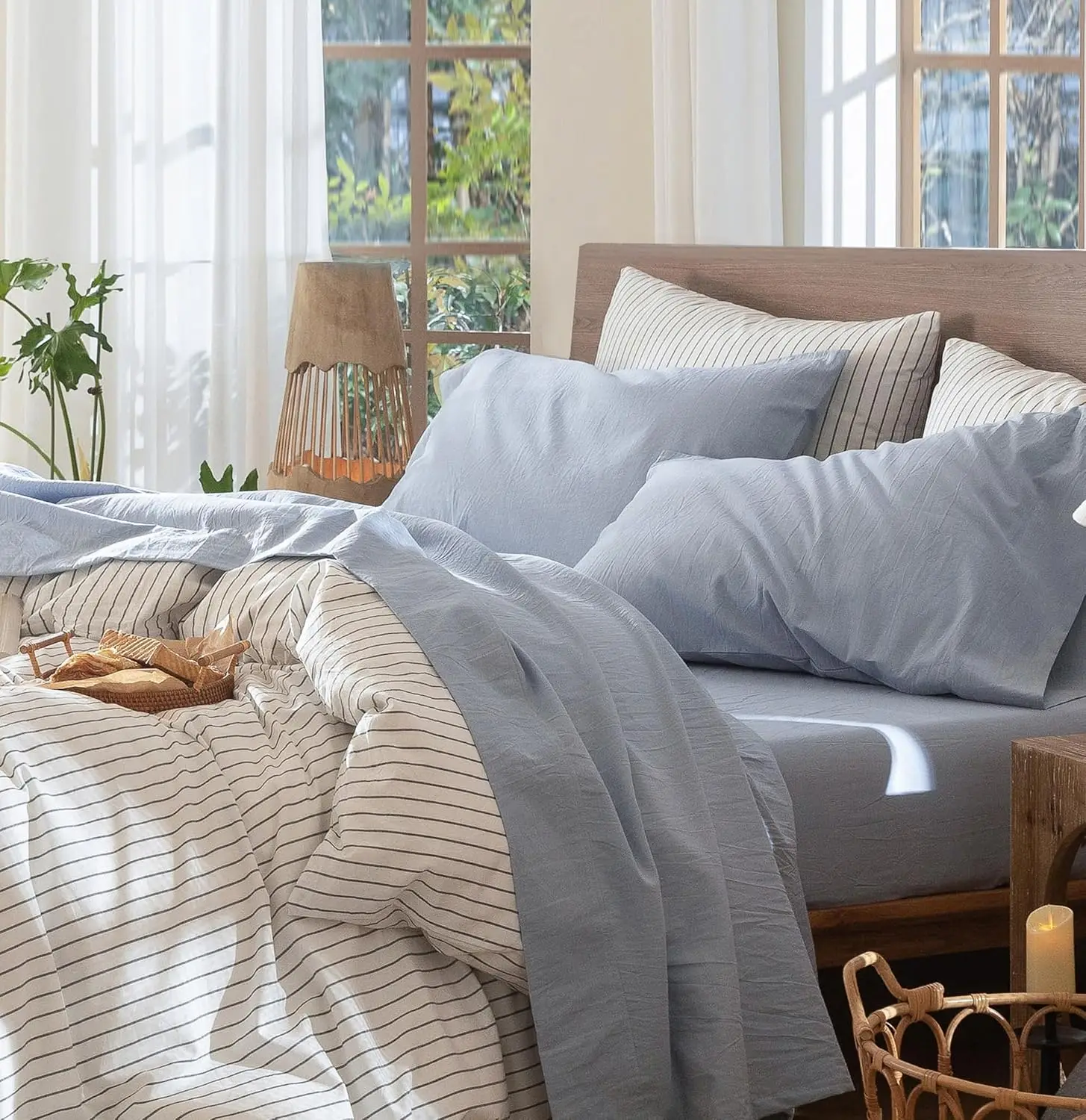 100% Washed Cotton Sheet Set - Linen Texture, Breathable, Soft, Queen, Cornflower Blue
100% Washed Cotton Sheet Set - Linen Texture, Breathable, Soft, Queen, Cornflower Blue