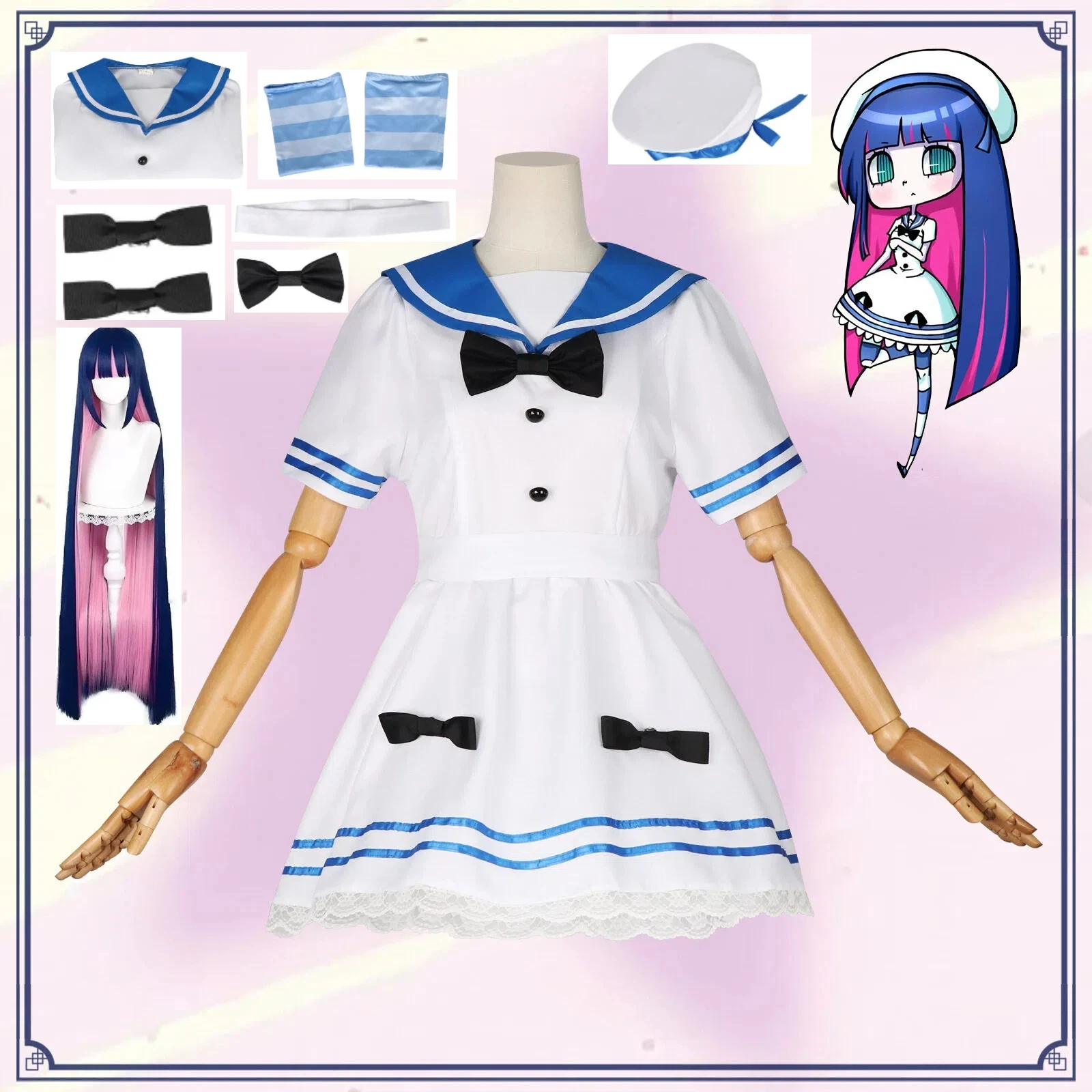 Anime Panty Stocking Cosplay Costume Wig Socks Accessories Stocking JK Skirt Sailor Uniform Hallowmas Performance Outfit
Anime Panty Stocking Cosplay Costume Wig Socks Accessories Stocking JK Skirt Sailor Uniform Hallowmas Performance Outfit