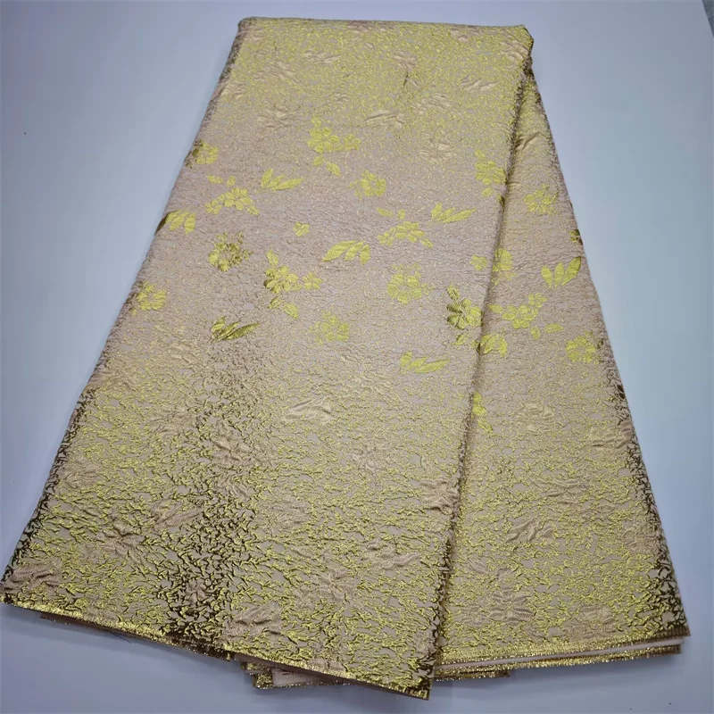 High Quality African Brocade Lace Yellow French Demask Fabric Nigerian Jacquard Lace For Sewing Women Wedding Luxury Dresses
High Quality African Brocade Lace Yellow French Demask Fabric Nigerian Jacquard Lace For Sewing Women Wedding Luxury Dresses