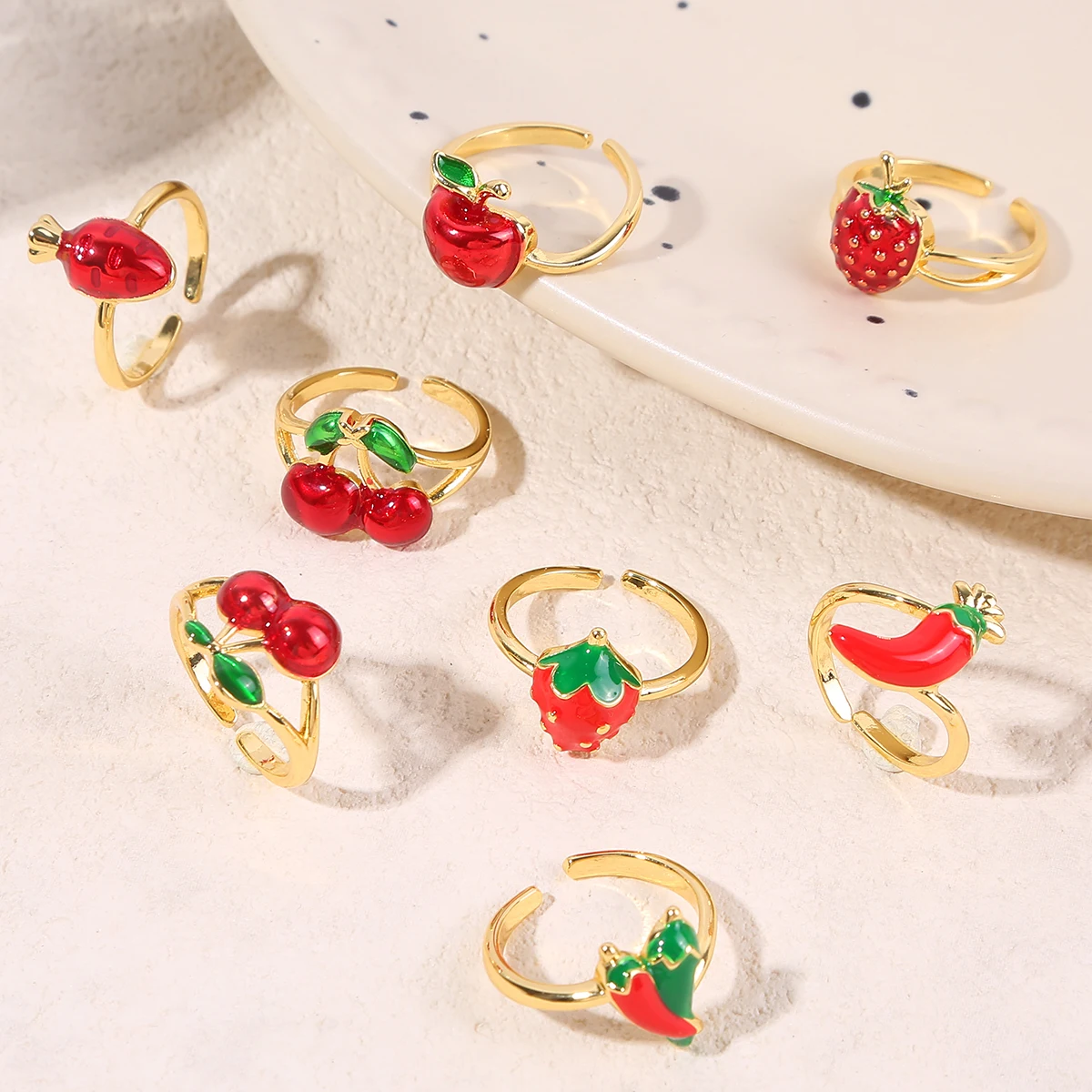 Trendy Vegetables Fruits Rings For Women Girls Cute Lovely Dripping Oil Adjustable Engagement Wedding Ring Fashion Jewelry Gift
Trendy Vegetables Fruits Rings For Women Girls Cute Lovely Dripping Oil Adjustable Engagement Wedding Ring Fashion Jewelry Gift