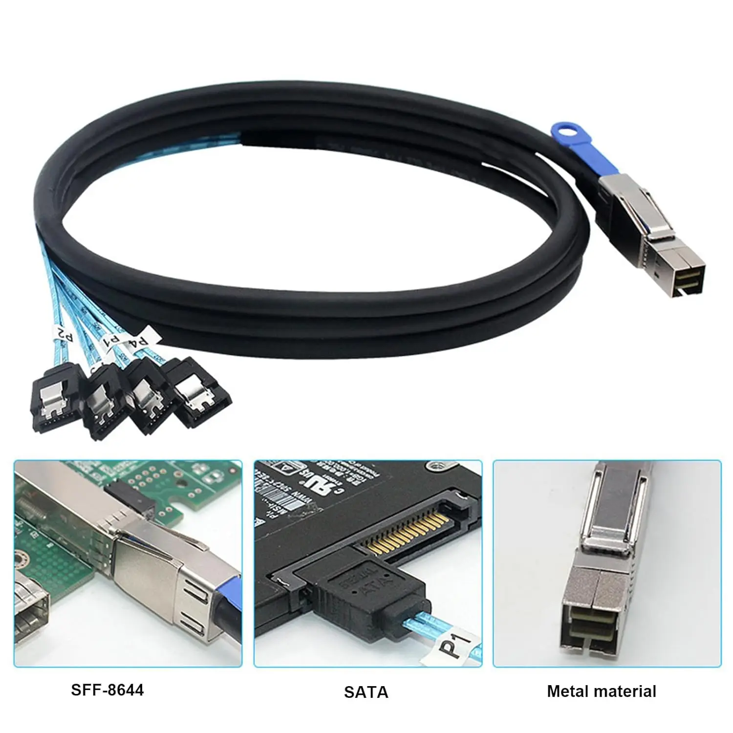 SFF-8644 to 4 Sata 7 Pin Cable, External Mini SAS HD SFF-8644 to 4 Port SATA Cable, Hard Disk Data Server Raid Cable
SFF-8644 to 4 Sata 7 Pin Cable, External Mini SAS HD SFF-8644 to 4 Port SATA Cable, Hard Disk Data Server Raid Cable