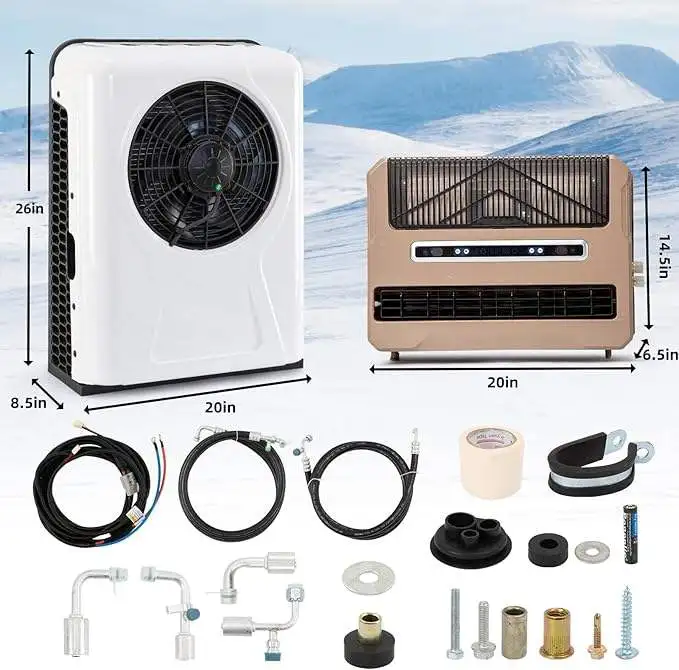 24V DC air Conditioner Split Type RV Air Conditioner Unit Suitable for Agricultural Vehicles, Trailers, Excavators, Vans
24V DC air Conditioner Split Type RV Air Conditioner Unit Suitable for Agricultural Vehicles, Trailers, Excavators, Vans