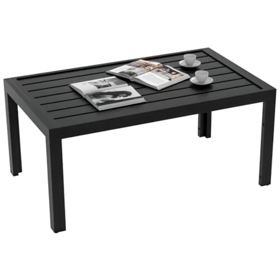 Patio Coffee Table, Rectangle Outdoor Side Table with Steel Frame and Slat Tabletop for Garden, Balcony, Backyard, Porch, Black
Patio Coffee Table, Rectangle Outdoor Side Table with Steel Frame and Slat Tabletop for Garden, Balcony, Backyard, Porch, Black