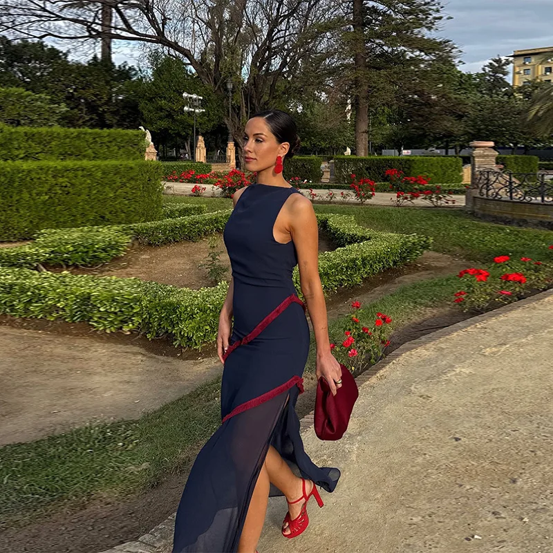 2025 New Lady Elegant See Through Spliced Maxi Dress O Neck Sleeveless Party Robes Tassel Side Hem Fork Club Dresses Vestidos
2025 New Lady Elegant See Through Spliced Maxi Dress O Neck Sleeveless Party Robes Tassel Side Hem Fork Club Dresses Vestidos