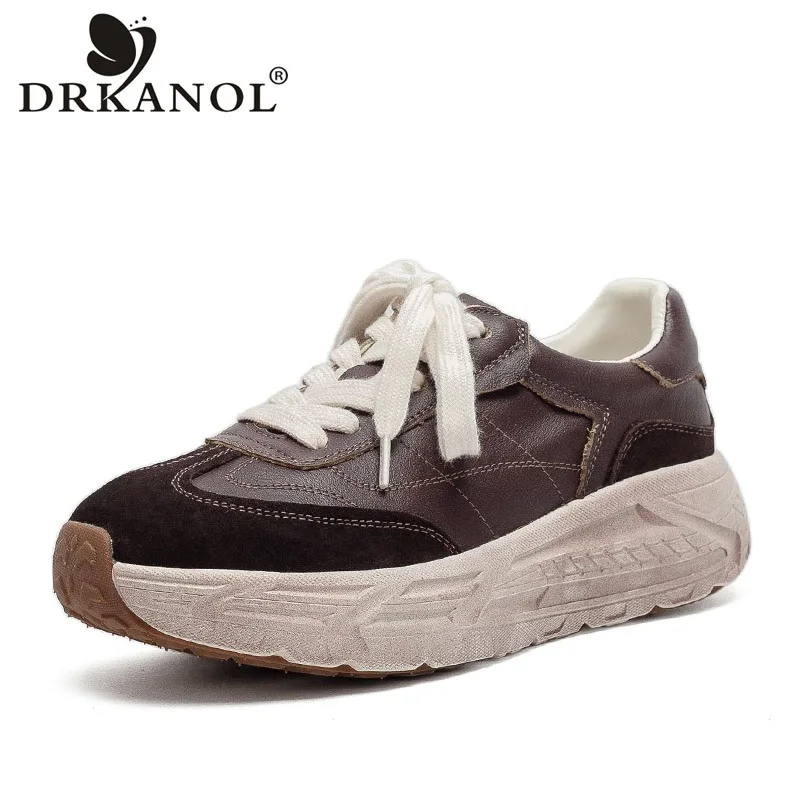 DRKANOL Fashion Women Genuine Leather Shoes Lace-Up Lightweight Casual Sneakers Lady Thick Sole Platform Retro Style Shoes Woman
DRKANOL Fashion Women Genuine Leather Shoes Lace-Up Lightweight Casual Sneakers Lady Thick Sole Platform Retro Style Shoes Woman