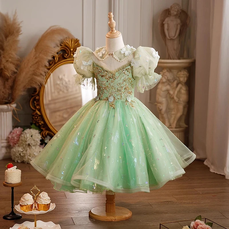 Customized Flower Girl Dress for Wedding Appliques Pearls Glitter Short Sleeve Floor Length Kids Birthday First Communion Gown
Customized Flower Girl Dress for Wedding Appliques Pearls Glitter Short Sleeve Floor Length Kids Birthday First Communion Gown