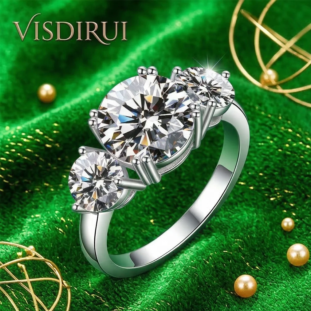 VISDIRUI 3ct Three Stone Moissanite Ring for Women 2ct Center 0.5ct Sides D Color VVS1 S925 Silver Round Cut Bridal Band
VISDIRUI 3ct Three Stone Moissanite Ring for Women 2ct Center 0.5ct Sides D Color VVS1 S925 Silver Round Cut Bridal Band