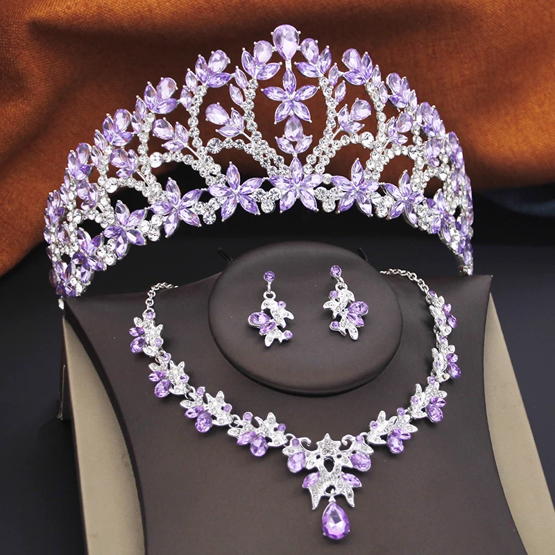 Princess Purple Tiaras and Crowns 3-pack Wedding Crown Sets and Necklace Earrings for Party Birthday Costume Jewelry Bridal
Princess Purple Tiaras and Crowns 3-pack Wedding Crown Sets and Necklace Earrings for Party Birthday Costume Jewelry Bridal