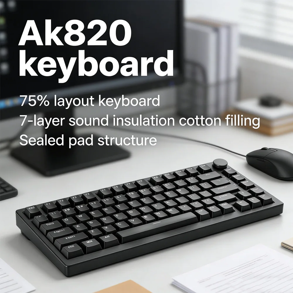 Механическая клавиатура Ak820, проводная, USB, 75%, с белой подсветкой, Gasket-крепление, полная комплектация, с возможностью горячей замены переключателей, для киберспорта, игровая, настраиваемая, для ПК и ноутбуков
Механическая клавиатура Ak820, проводная, USB, 75%, с белой подсветкой, Gasket-крепление, полная комплектация, с возможностью горячей замены переключателей, для киберспорта, игровая, настраиваемая, для ПК и ноутбуков