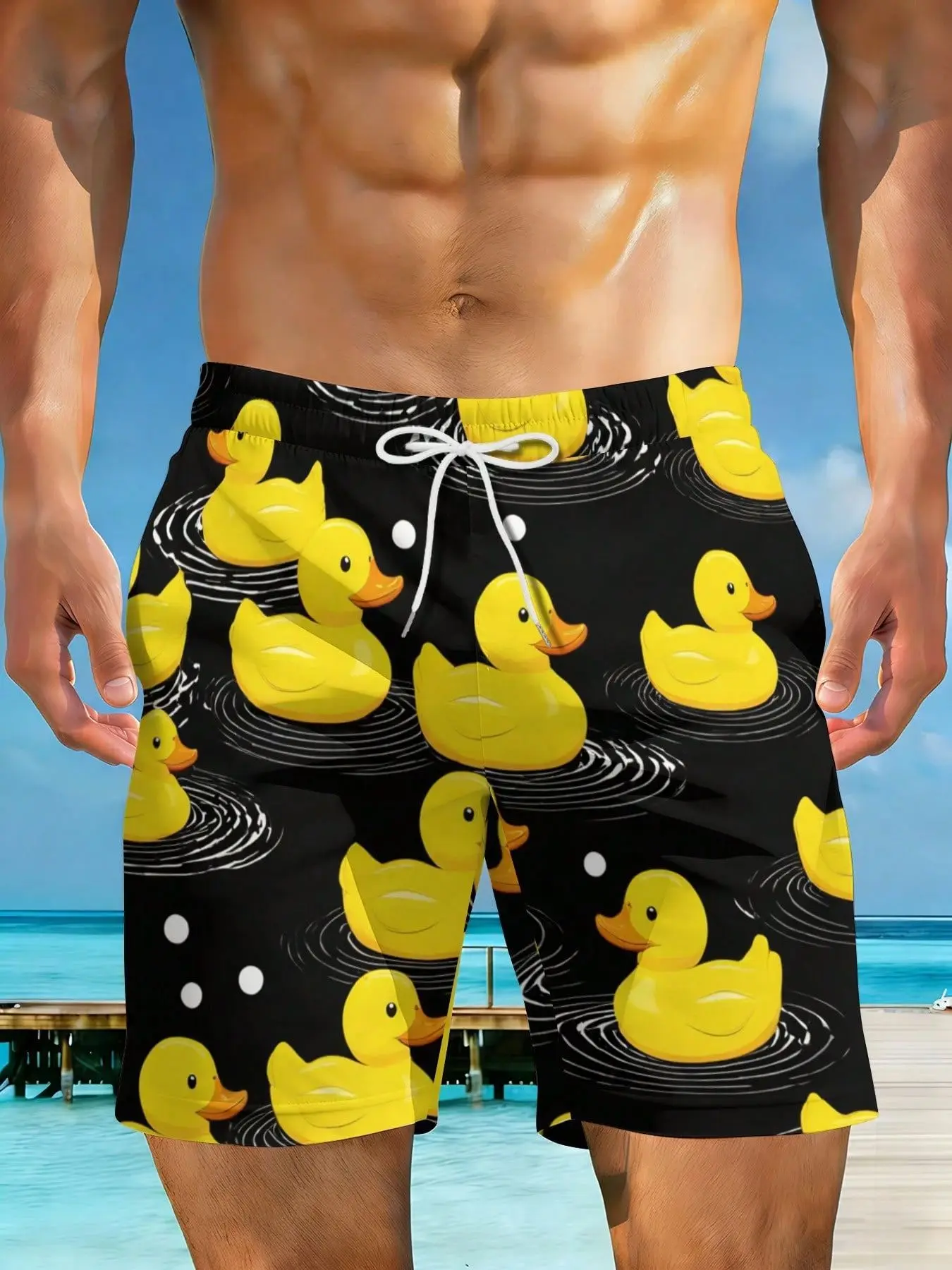 2026 Summer New Styles Yellow Ducks On Black Water Plus Size Men's Casual Beach Shorts Suitable For Summer Outings And Beach Vacations Surfing And Relaxation Activities
2026 Summer New Styles Yellow Ducks On Black Water Plus Size Men's Casual Beach Shorts Suitable For Summer Outings And Beach Vacations Surfing And Relaxation Activities