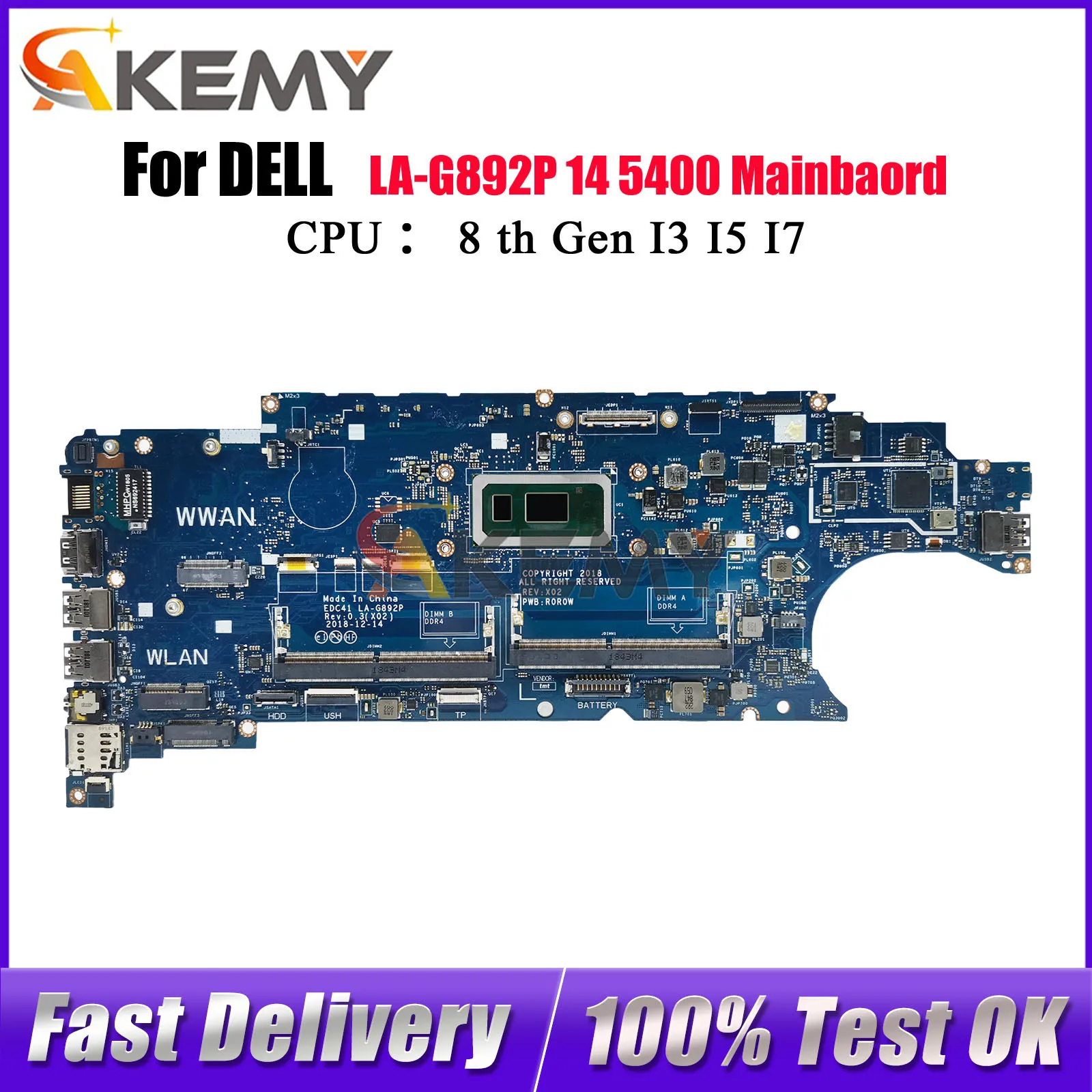 Материнская плата для ноутбука Dell 5400 LA-G892P с процессором I5 I7 8-го поколения 06RVRC 05T75M протестирована нормально
Материнская плата для ноутбука Dell 5400 LA-G892P с процессором I5 I7 8-го поколения 06RVRC 05T75M протестирована нормально