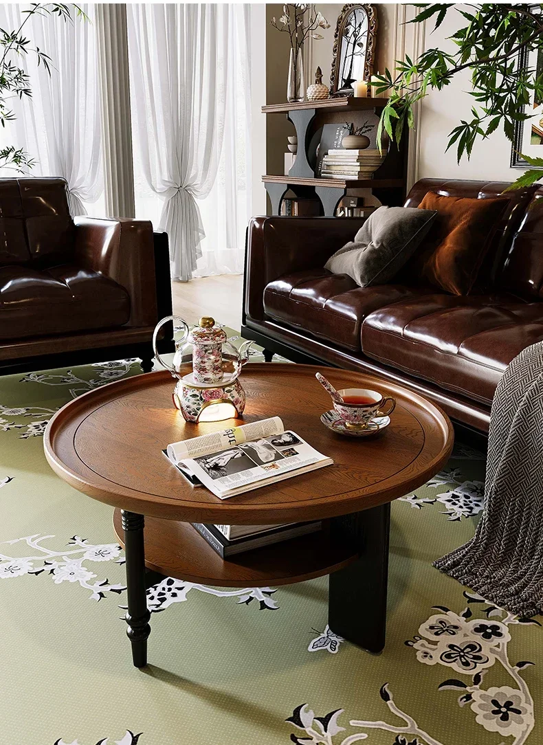 ss K178 ss25 French retro style all solid wood coffee table round tea table household small table living room
ss K178 ss25 French retro style all solid wood coffee table round tea table household small table living room