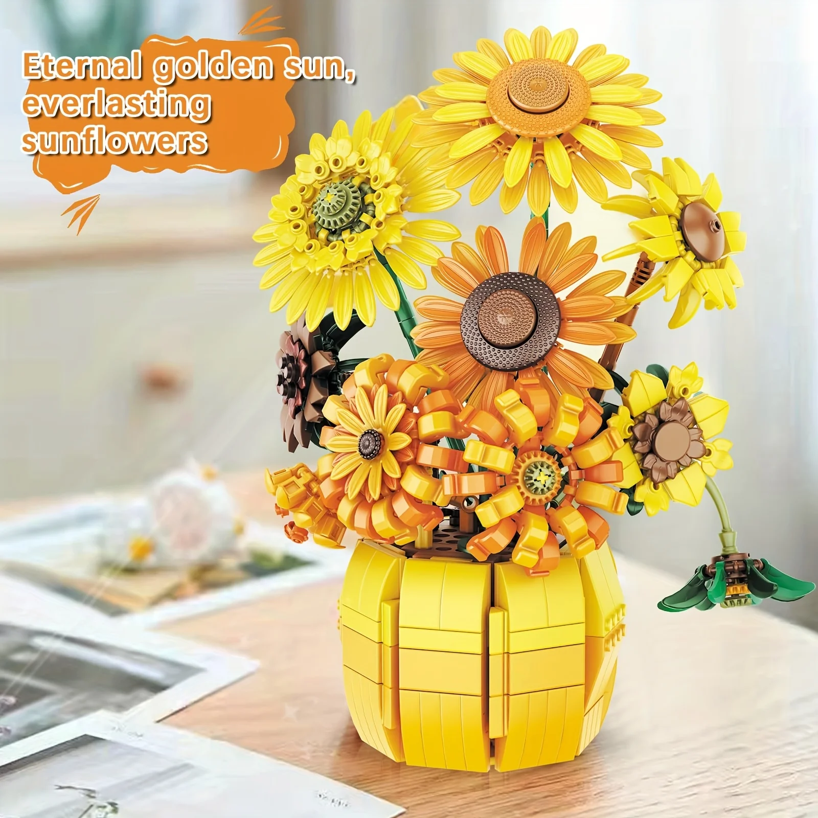 1009Pcs Sunflower Building Blocks Set, Vase Flower Arrangement Plant Series Model, Perfect Home Office Decor Gift for Women
1009Pcs Sunflower Building Blocks Set, Vase Flower Arrangement Plant Series Model, Perfect Home Office Decor Gift for Women