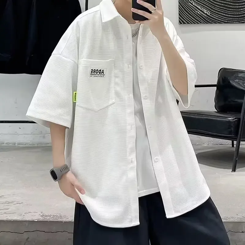 EBAIHUI Waffle Solid Color Shirt Summer New Loose Casual Men's Short Sleeved Blouse with Lapel Pocket Design Versatile Blusas
EBAIHUI Waffle Solid Color Shirt Summer New Loose Casual Men's Short Sleeved Blouse with Lapel Pocket Design Versatile Blusas