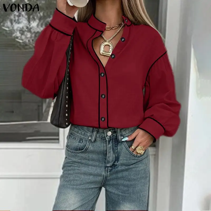 VONDA модные женские топы в стиле пэчворк элегантные офисные женские рубашки весенняя повседневная блузка с воротником-стойкой и длинными рукавами уличная одежда Blusas
VONDA модные женские топы в стиле пэчворк элегантные офисные женские рубашки весенняя повседневная блузка с воротником-стойкой и длинными рукавами уличная одежда Blusas